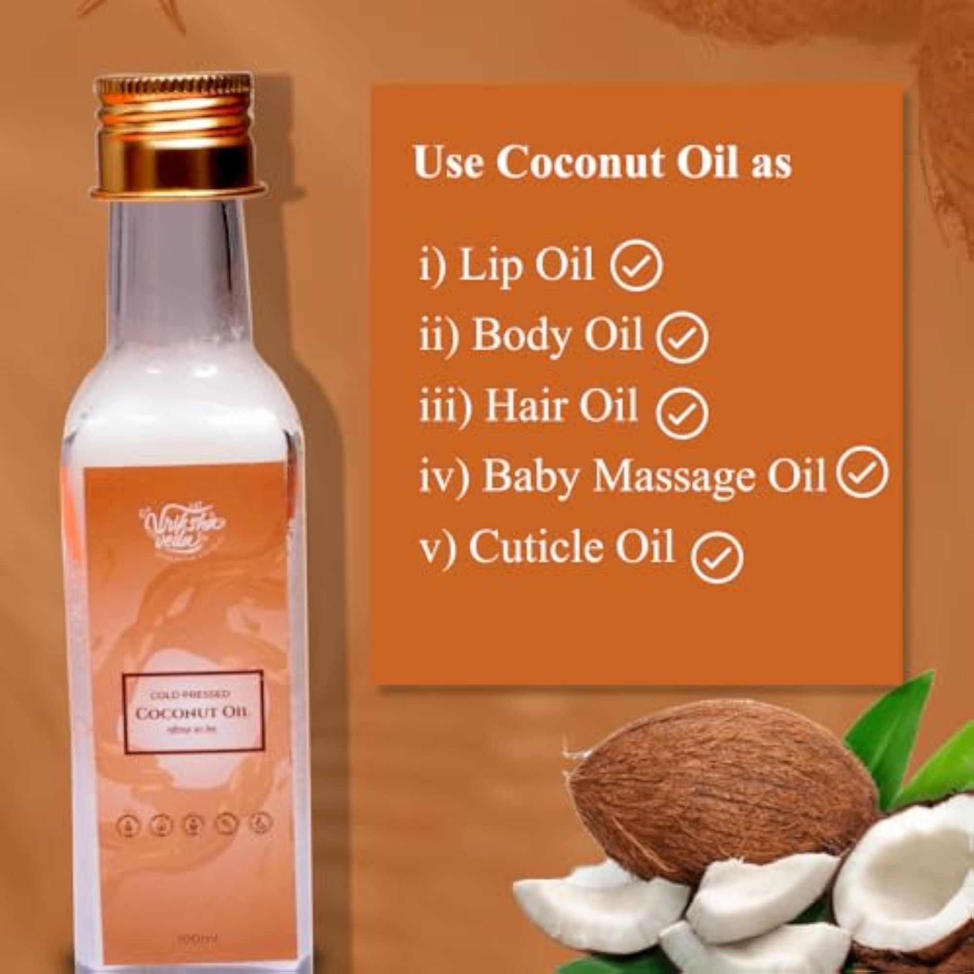 100% Pure Cold Pressed Coconut Oil for Body and Hair